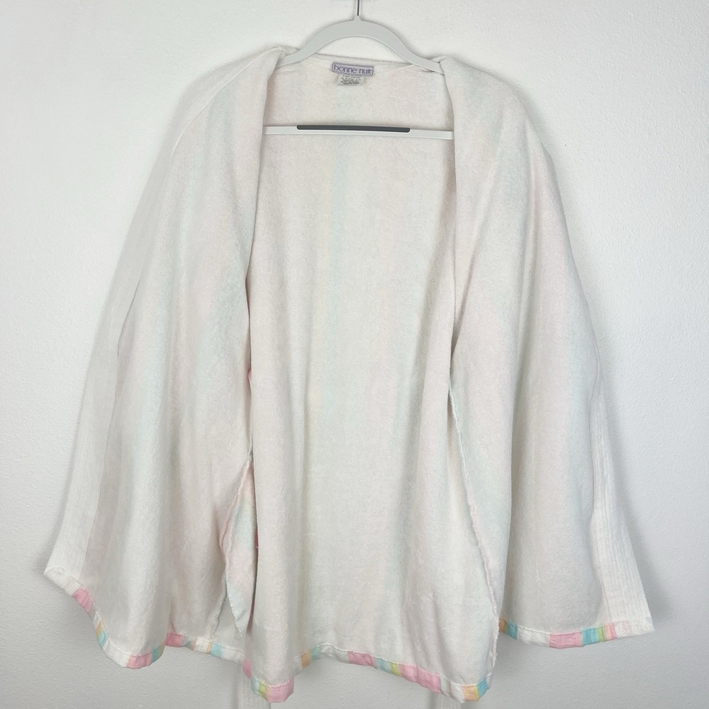 Vintage Robe Short Seersucker Terry Cloth - Picture 5 of 11